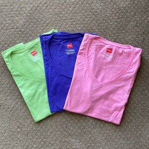 Hanes V Neck Short Sleeve T Shirt- set of 3
